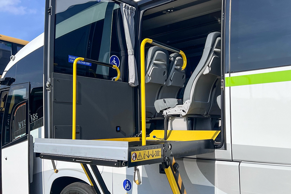 Wheelchair lift in use